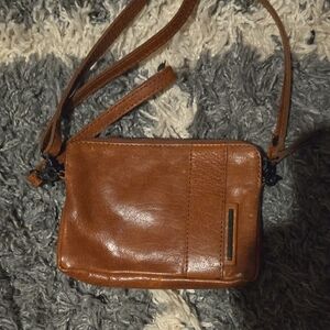 Chic Brown Leather Wristlet